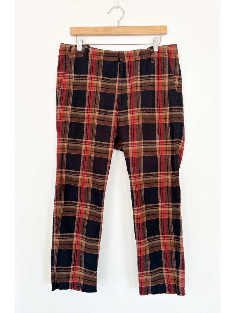 A Shirt Thing || Griffin Flannel Ankle Pants Espresso Brown Red Medium Nwt